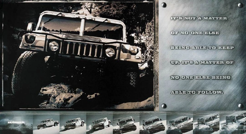 Hummer vintage auto ad; No one else able to follow